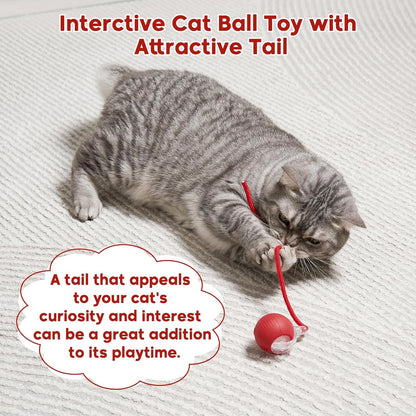 Interactive Dog & Cat Electric Active Toys, Smart Rolling Ball for Dogs & Cats, 360° Smart Automatic Rolling Pet Ball, Fast Moving Toy for Bored Indoor Kitty, Rechargeable(Red)