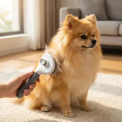 Self Cleaning Pet Slicker Brush One Click Deshedding for Cats Dogs Remove Loose Hair Grooming Massage Comb Safe Gentle Efficient