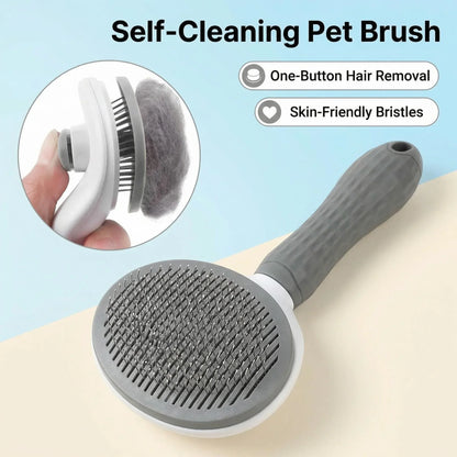 Self Cleaning Pet Slicker Brush One Click Deshedding for Cats Dogs Remove Loose Hair Grooming Massage Comb Safe Gentle Efficient