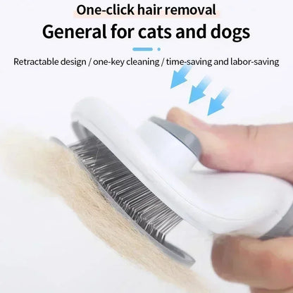 Self Cleaning Pet Slicker Brush One Click Deshedding for Cats Dogs Remove Loose Hair Grooming Massage Comb Safe Gentle Efficient